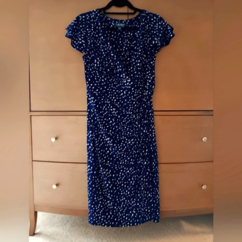 Ralph Lauren Dress, Size 10, Navy print